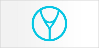 Icône cyan circulaire représentant une tubulure et une liaison de stéthoscope Littmann.
