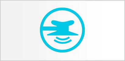 Icône cyan circulaire représentant une membrane double fréquence de stéthoscope Littmann.
