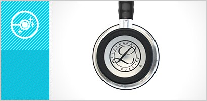 Côté pédiatrique de l'oreillette du stéthoscope 3M Littmann Classic III.
