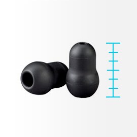 Embouts auriculaires souples du stéthoscope Littmann près de l’icône de mesure de longueur.