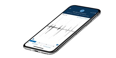 Image en gros plan d’un téléphone portable avec l’application Littmann

