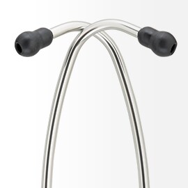 Bras de stéthoscope 3M Littmann se croisant avec des embouts auriculaires noirs aux extrémités.